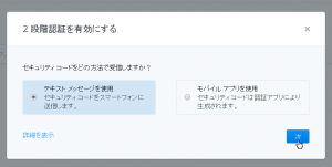 今回は「テキストメッセージを使用」を選びました（アプリでもいいですが、設定は少しハードル高め）